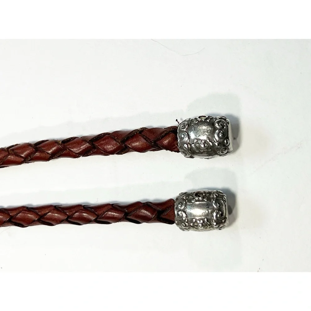 Brighton Retired Vintage Brown Leather Silvertone Bolo Tie Hip Belt Women size M